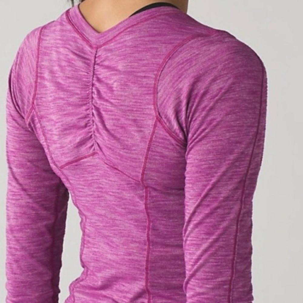 Lululemon 5 Mile Pink Ruched Long Sleeve Top Sz 8
